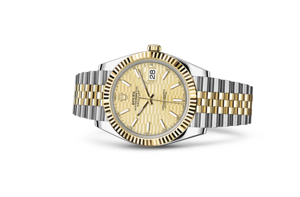 Rolex Datejust de Oyster, 41 mm, acero Oystersteel y oro amarillo, m126333-0022 - Frente acostado