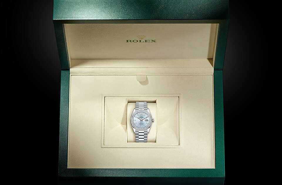 Rolex Day-Date de Oyster, 36 mm, platino y diamantes, m128396tbr-0003 - Caja