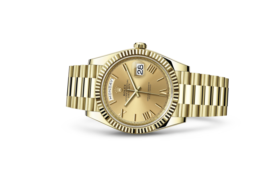 Rolex Day-Date de Oyster, 40 mm, oro amarillo, m228238-0006 - Frente acostado