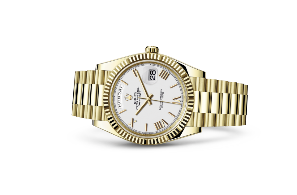 Rolex Day-Date de Oyster, 40 mm, oro amarillo, m228238-0042 - Frente acostado