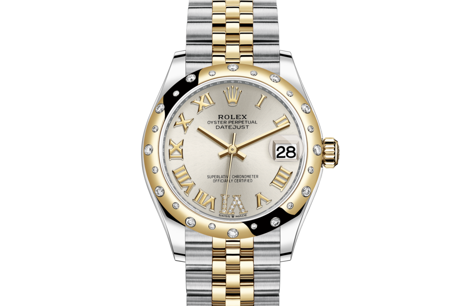 Rolex Datejust de Oyster, 31 mm, acero Oystersteel, oro amarillo y diamantes, m278343rbr-0004 - Frente