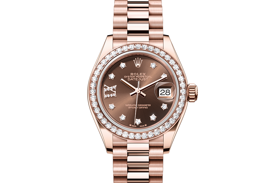 Rolex Lady‑Datejust de Oyster, 28 mm, oro Everose y diamantes, m279135rbr-0001 - Frente