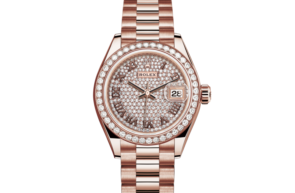Rolex Lady‑Datejust de Oyster, 28 mm, oro Everose y diamantes, m279135rbr-0021 - Frente