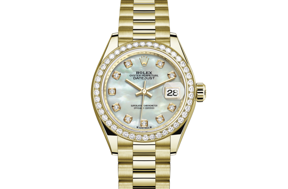Rolex Lady‑Datejust de Oyster, 28 mm, oro amarillo y diamantes, m279138rbr-0015 - Frente