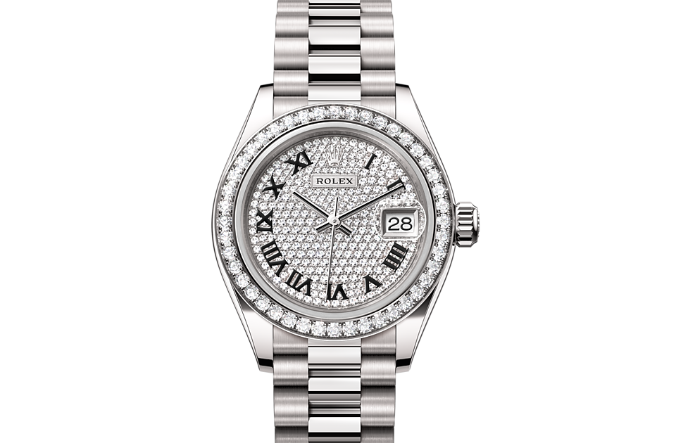 Rolex Lady‑Datejust de Oyster, 28 mm, oro blanco y diamantes, m279139rbr-0014 - Frente