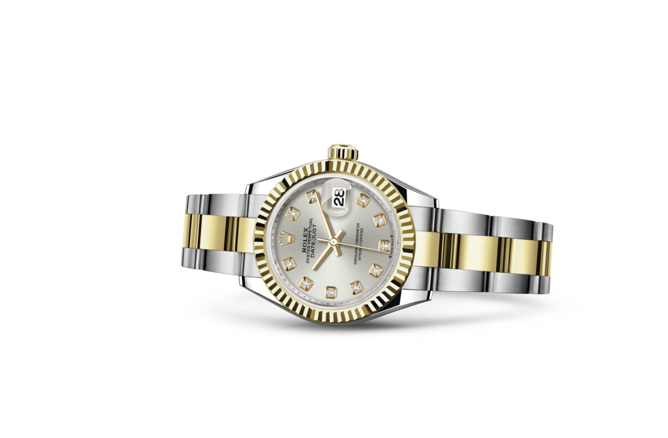 Rolex Lady-Datejust de Oyster, 28 mm, acero Oystersteel y oro amarillo, m279173-0008 - Frente acostado