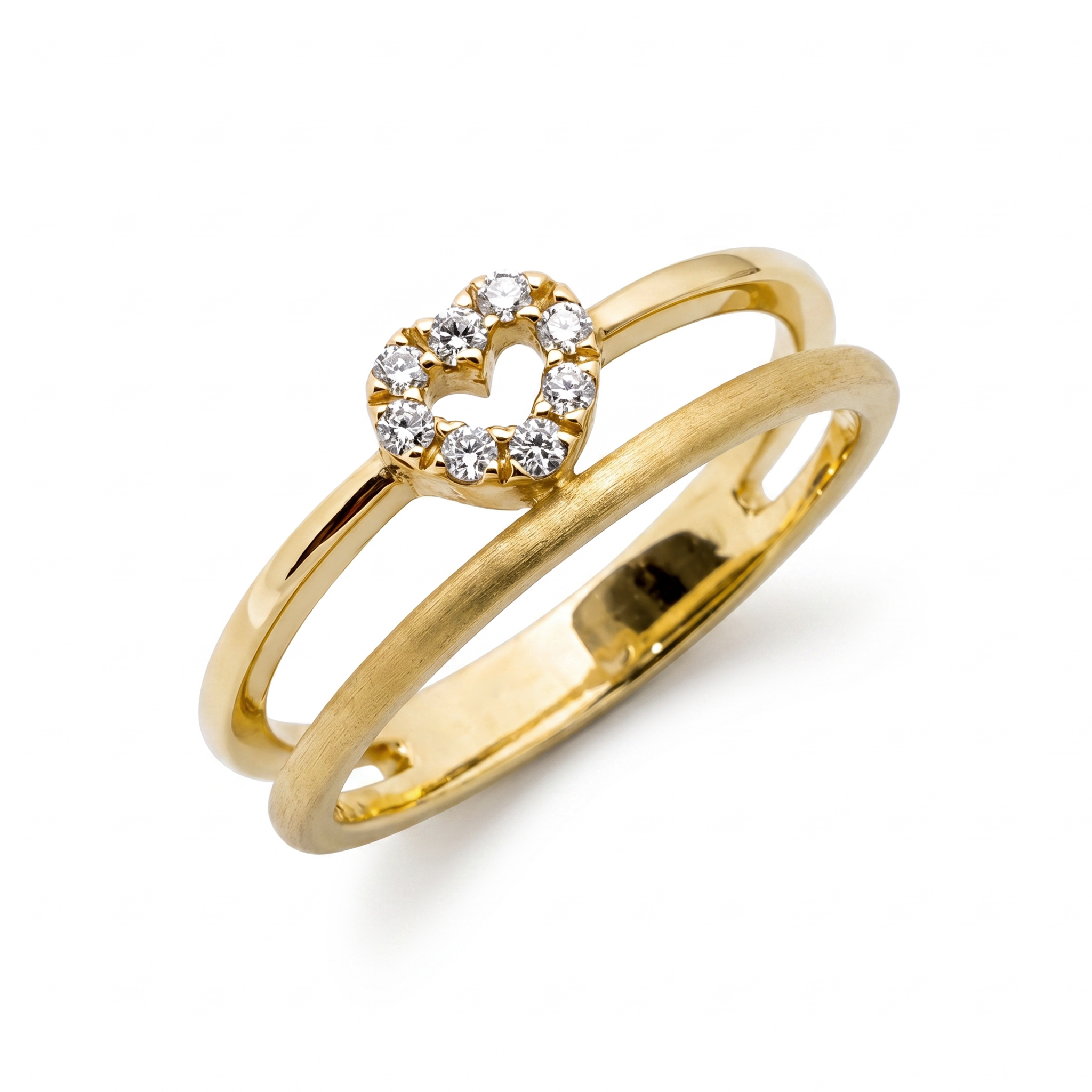 Slide Anillo Promesa Corazón Doble Hilera