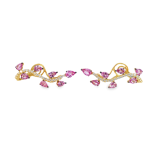 Aretes Hojas Zafiro Rosa