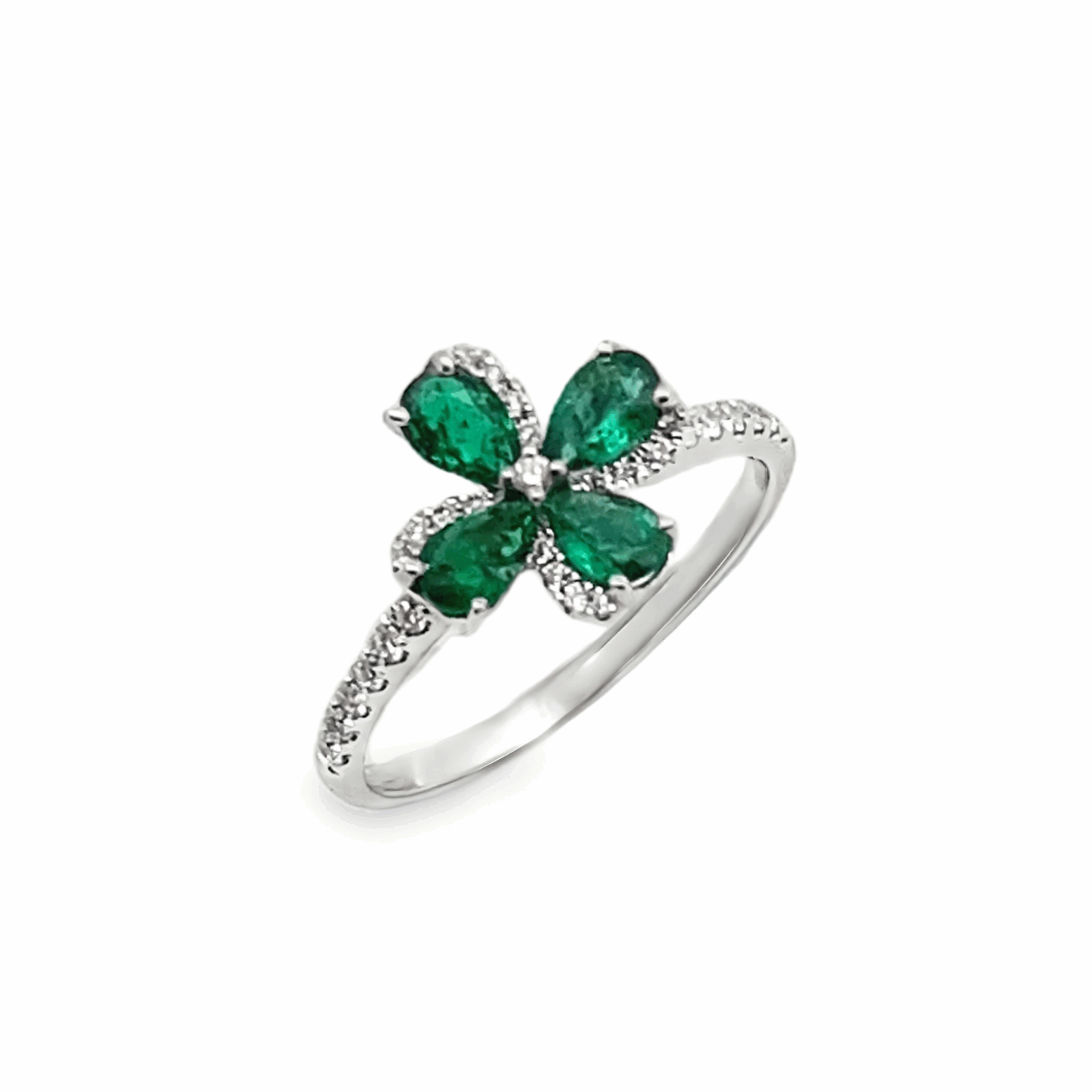 Slide Anillo Flor Esmeralda