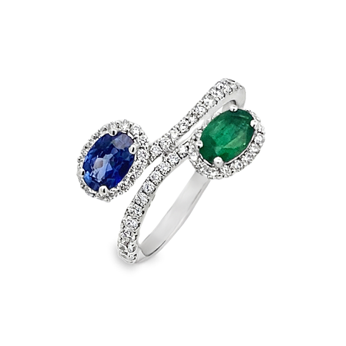 Slide Anillo Zafiro y Esmeralda