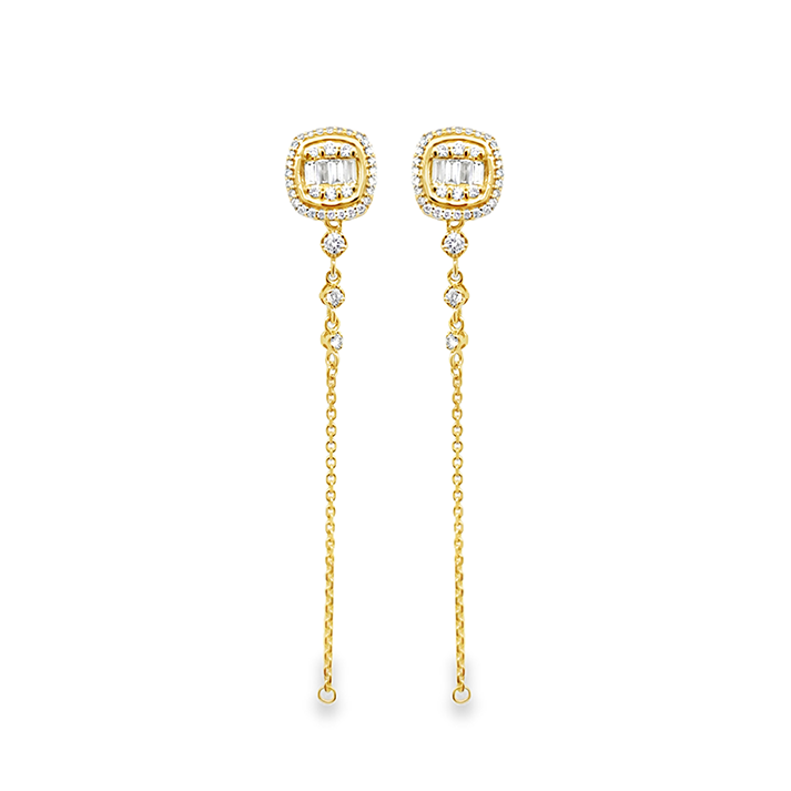 Imagen principal Aretes Cuadrados Cadena