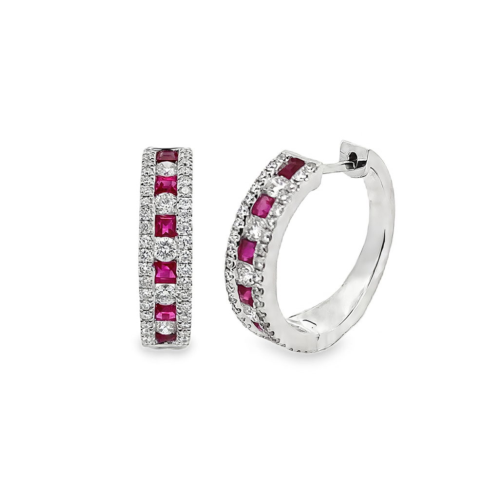 Slide Argollas Rubíes y Brillantes