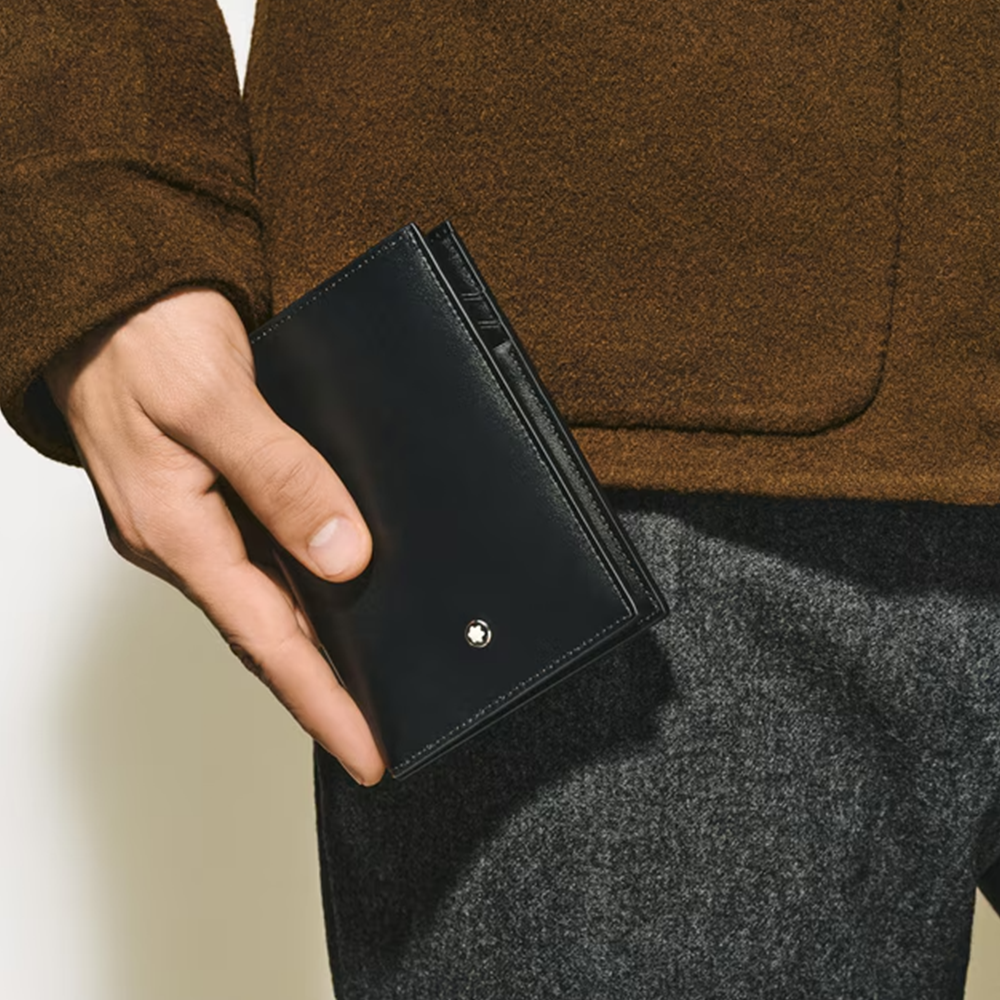Slide Montblanc Billetera para 7 Tarjetas con Funda para Documento de Identidad de Piel Meisterstück