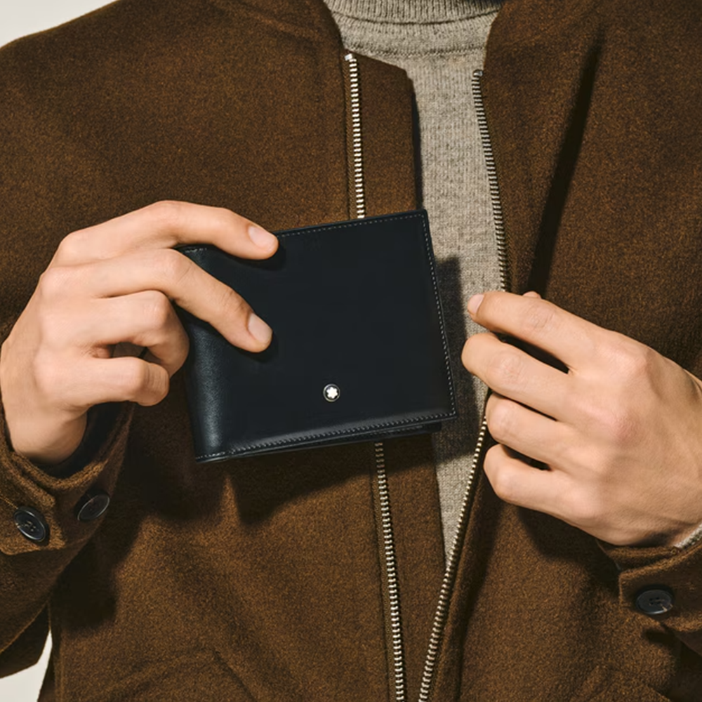 Slide Montblanc Billetera para 10 Tarjetas con Monedero de Piel Meisterstück