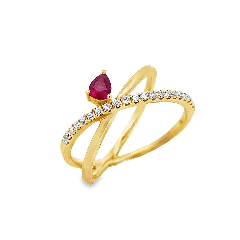 Slide Anillo Cruzado Rubí