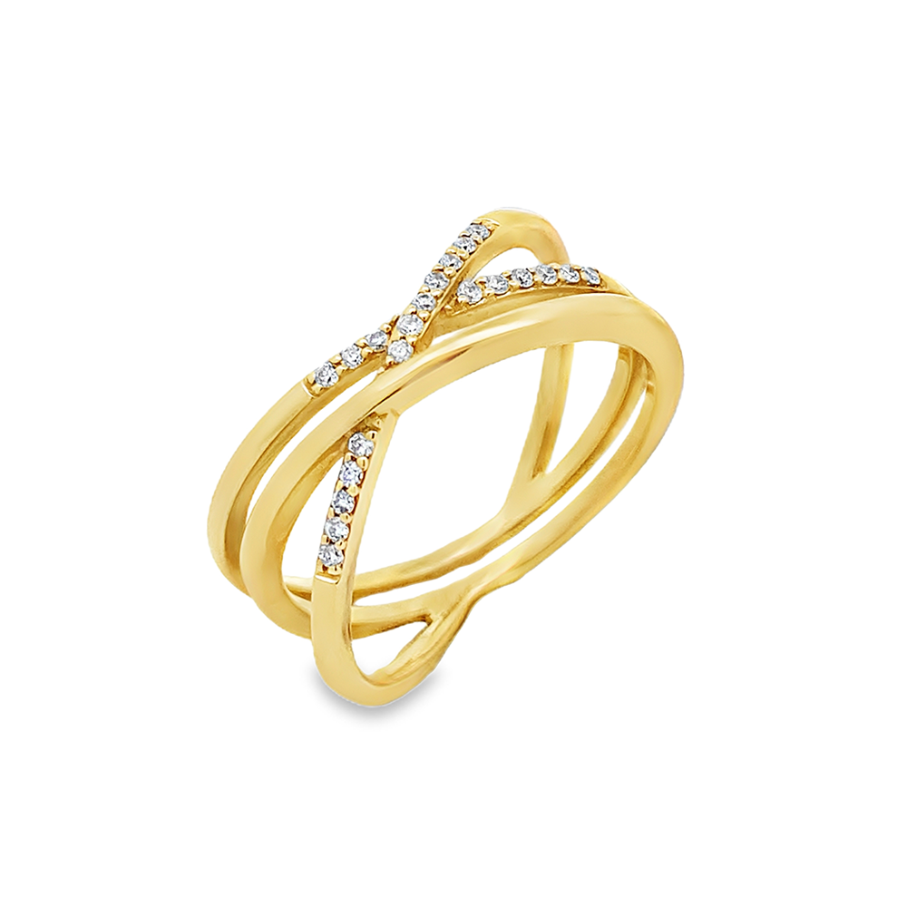 Slide Anillo Cruzado Doble Brillantes