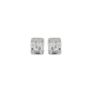 Aretes Rectangulares Brillantes y Baguettes