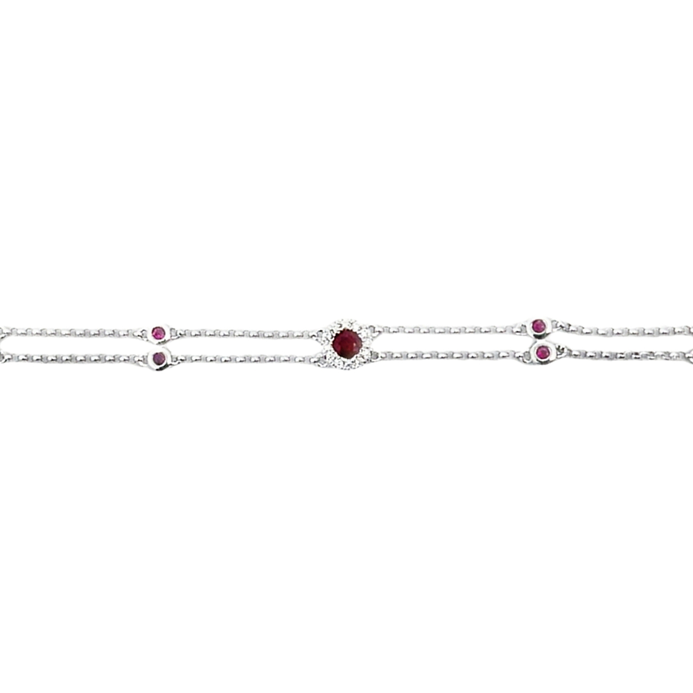 Slide Pulsera con Rubíes y Brillantes