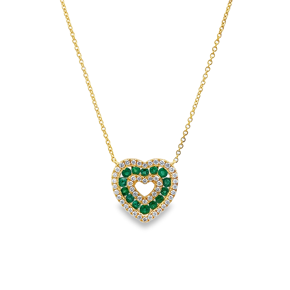 Slide Pendantif Corazón de Esmeraldas y Brillantes