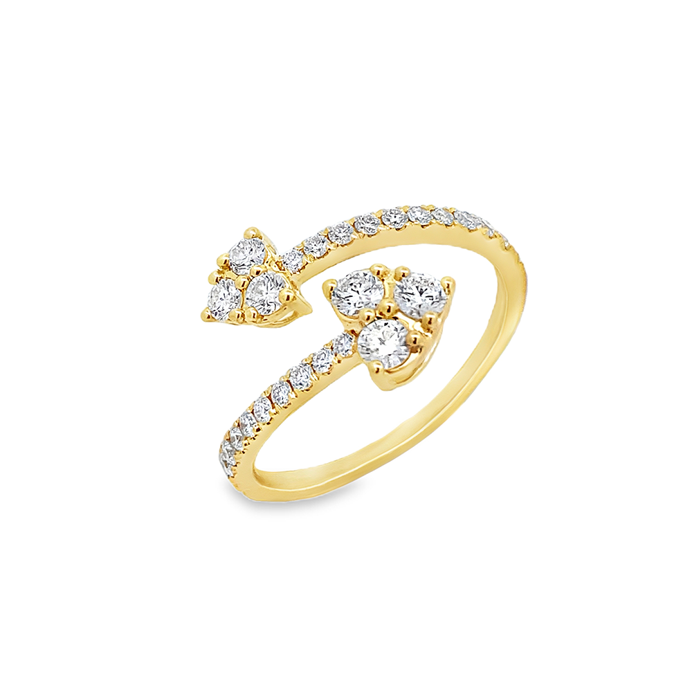 Slide Anillo Abierto Doble Corazón