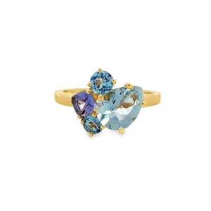 Anillo Aguamarina, Tanzanita y Topacio