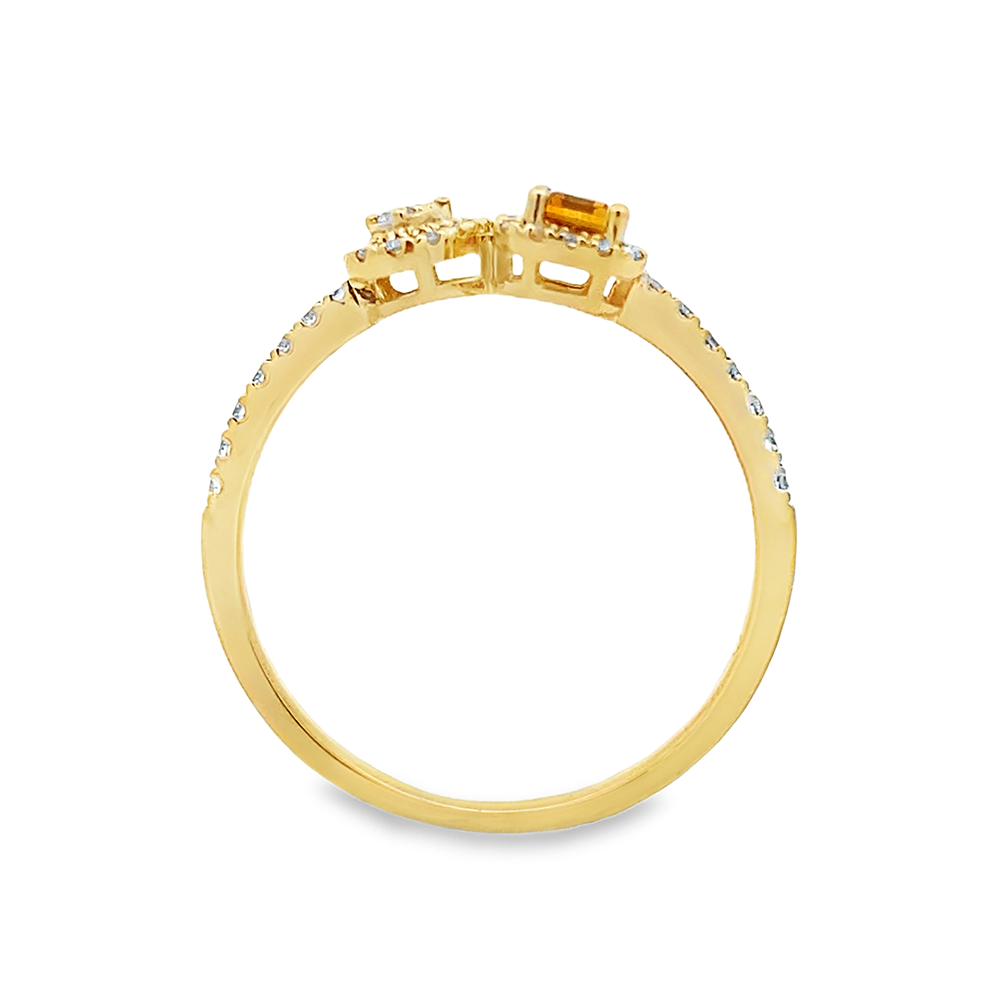 Slide Anillo de Citrino con Brillantes