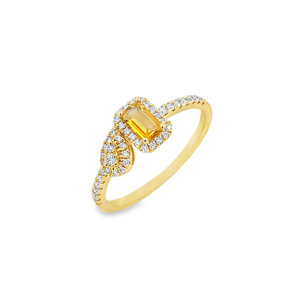 Slide Anillo de Citrino con Brillantes