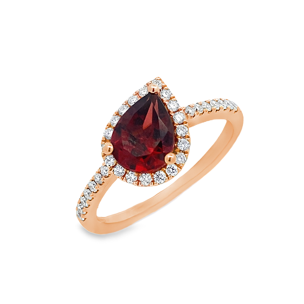 Slide Anillo Gota de Rodolita con Brillantes
