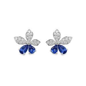 Aretes Flor de Zafiro y Brillantes