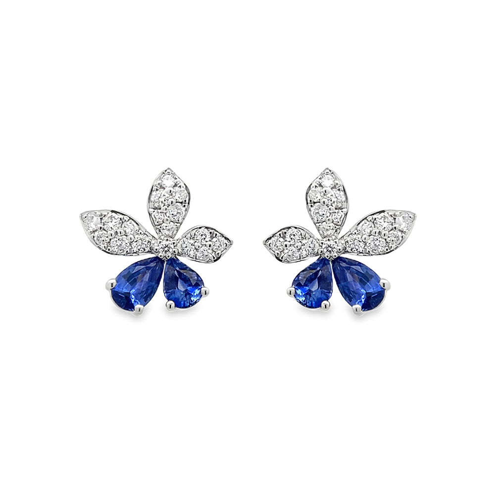 Imagen principal Aretes Flor de Zafiro y Brillantes