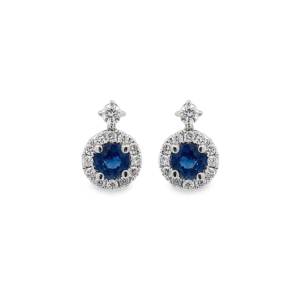 Aretes 2 Zafiros con Brillantes
