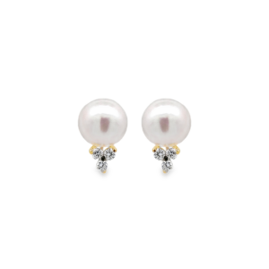 Aretes de Perlas Japonesas con Brillantes