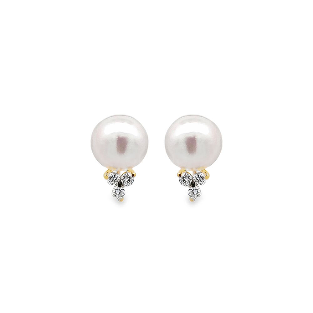 Imagen principal Aretes de Perlas Japonesas con Brillantes