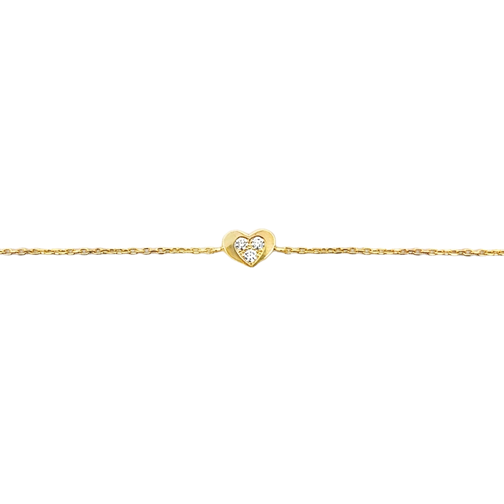 Slide Pulsera Corazón con 3 Brillantes