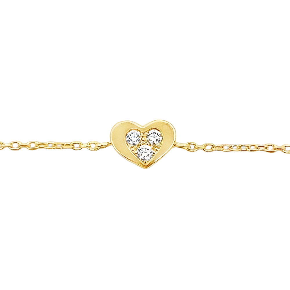 Slide Pulsera Corazón con 3 Brillantes