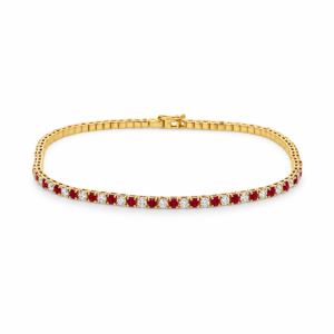 Pulsera Tennis de Rubíes y Brillantes