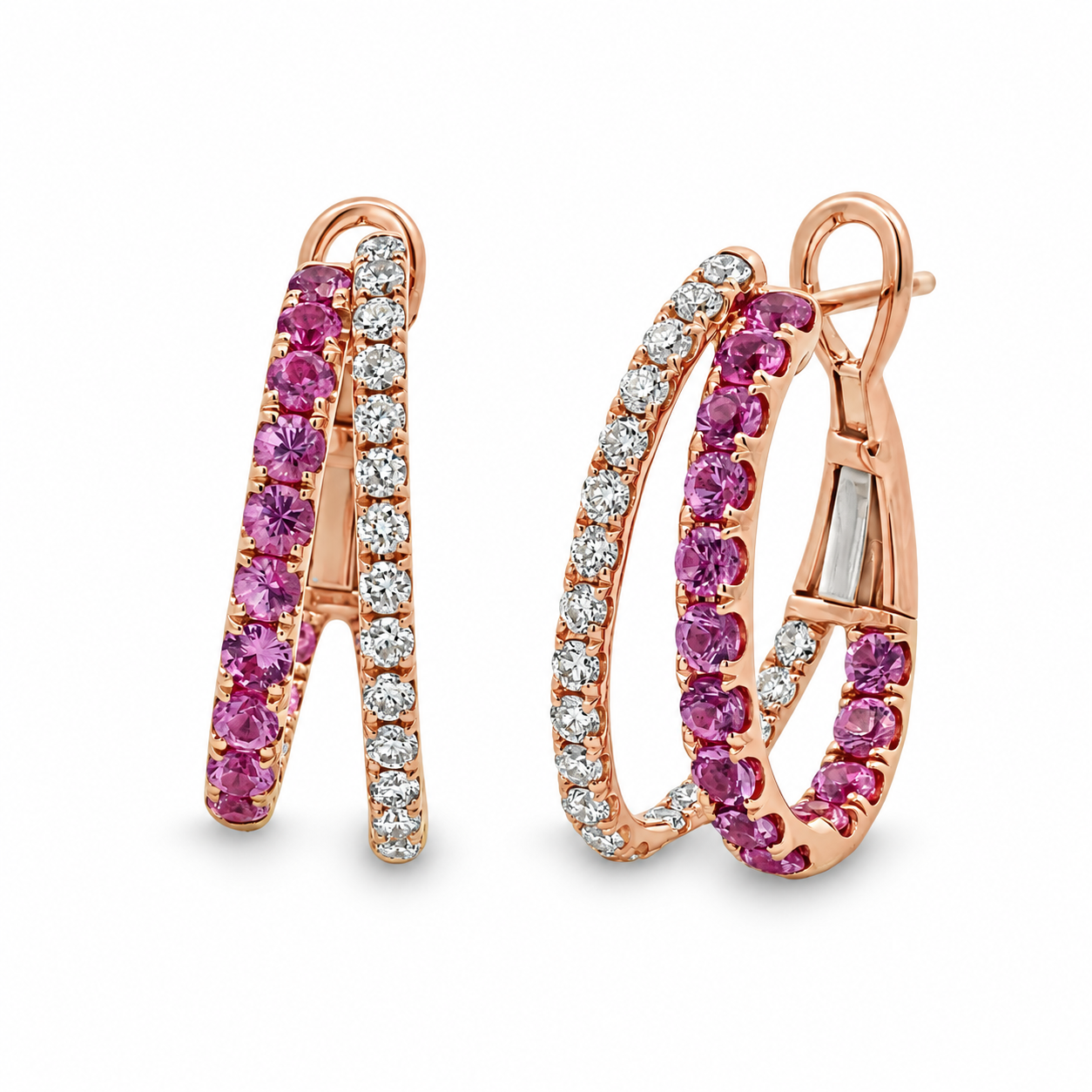 Imagen principal Argollas Dobles con Zafiros Rosas y Brillantes