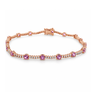Pulsera Tennis con Zafiros Rosas y Brillantes