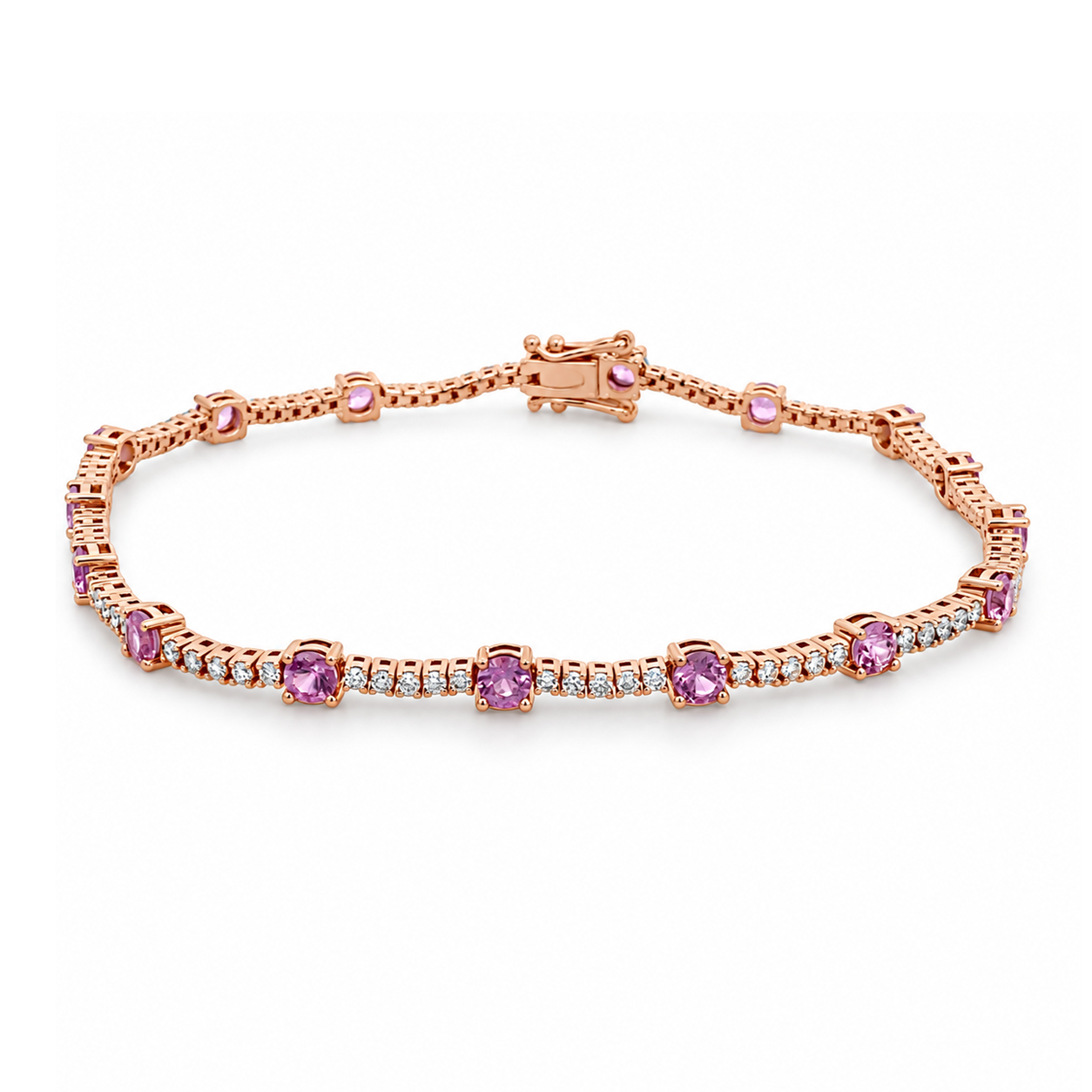 Imagen principal Pulsera Tennis con Zafiros Rosas y Brillantes