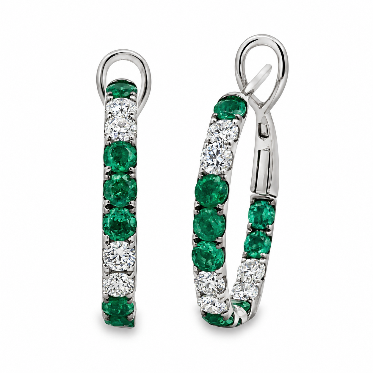 Slide Argollas con Esmeraldas y Brillantes