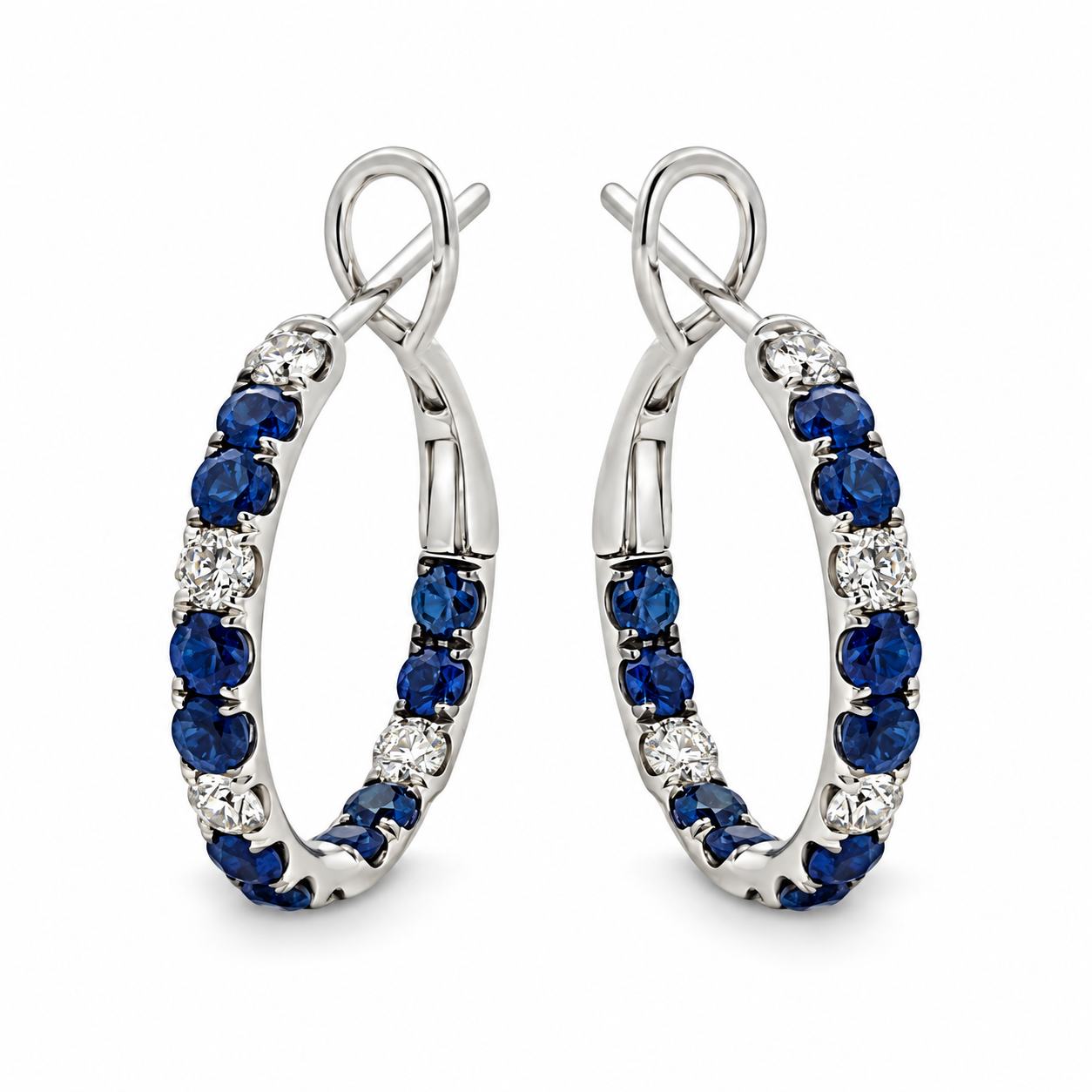 Slide Argollas con Zafiros y Brillantes