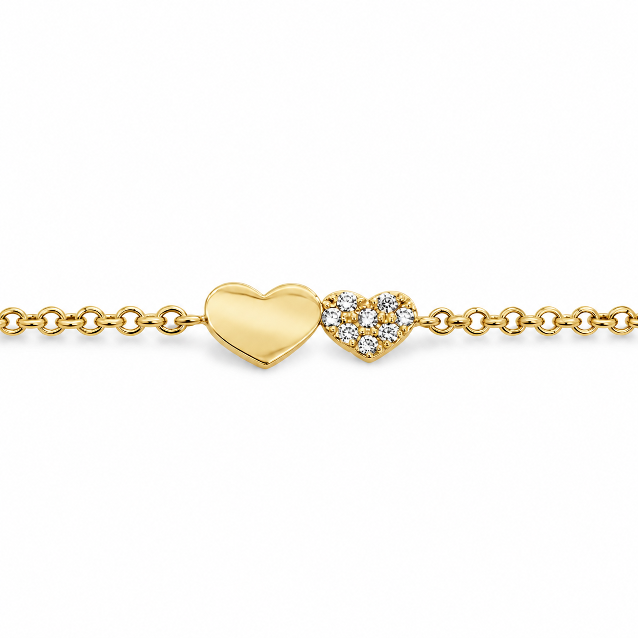 Slide Pulsera Doble Corazón con Brillantes