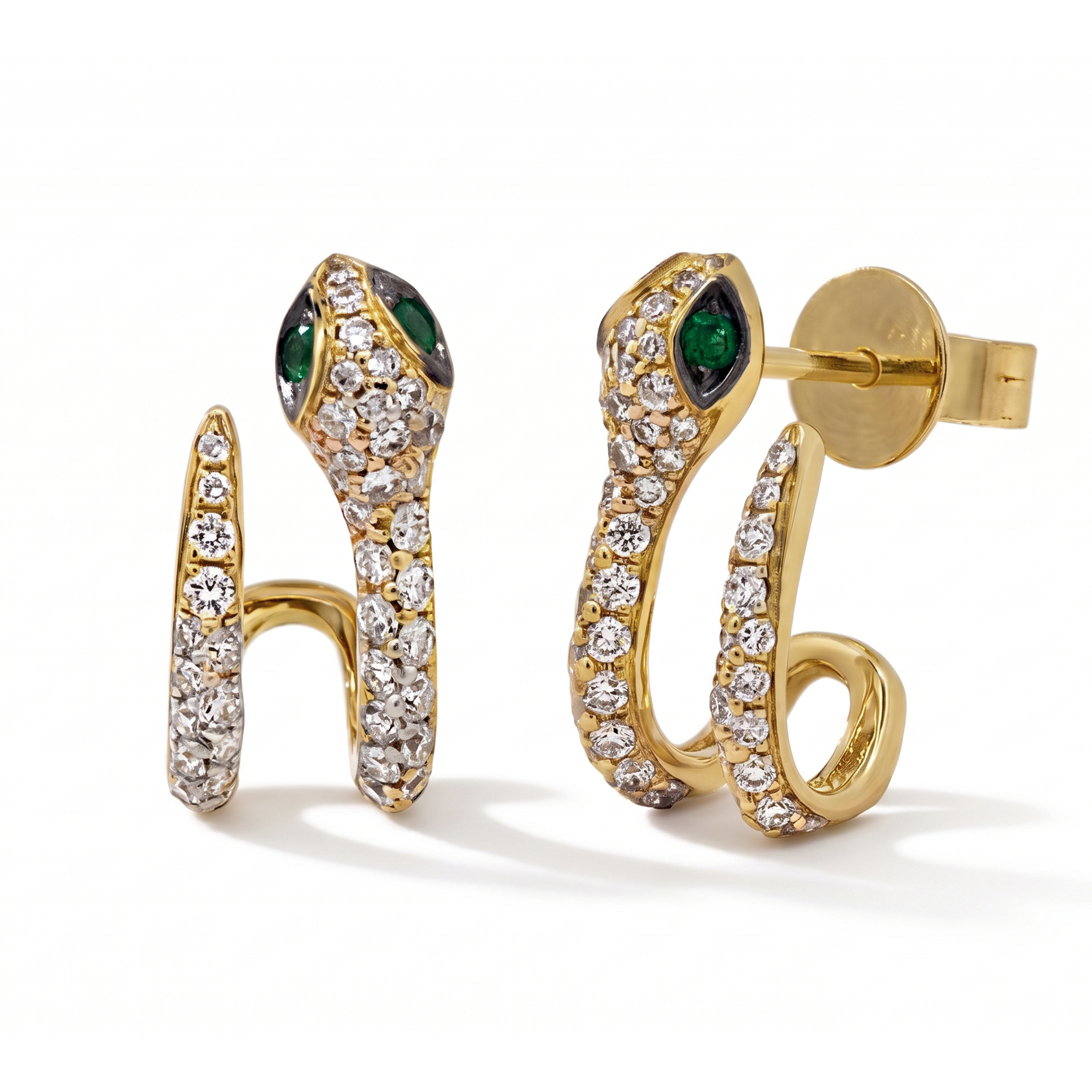 Slide Argolla Serpiente con Brillantes y Esmeraldas