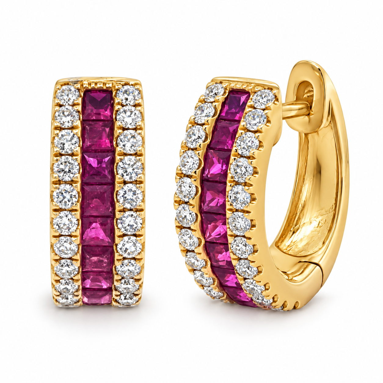 Slide Argollas con Rubíes y Brillantes