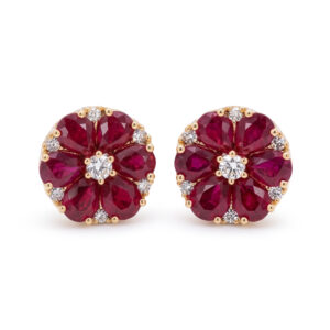 Aretes Flor de Rubíes