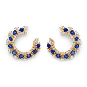 Argollas con 18 Zafiros y Diamantes
