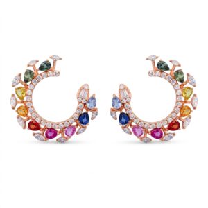 Argollas Multicolor con Zafiros y Diamantes