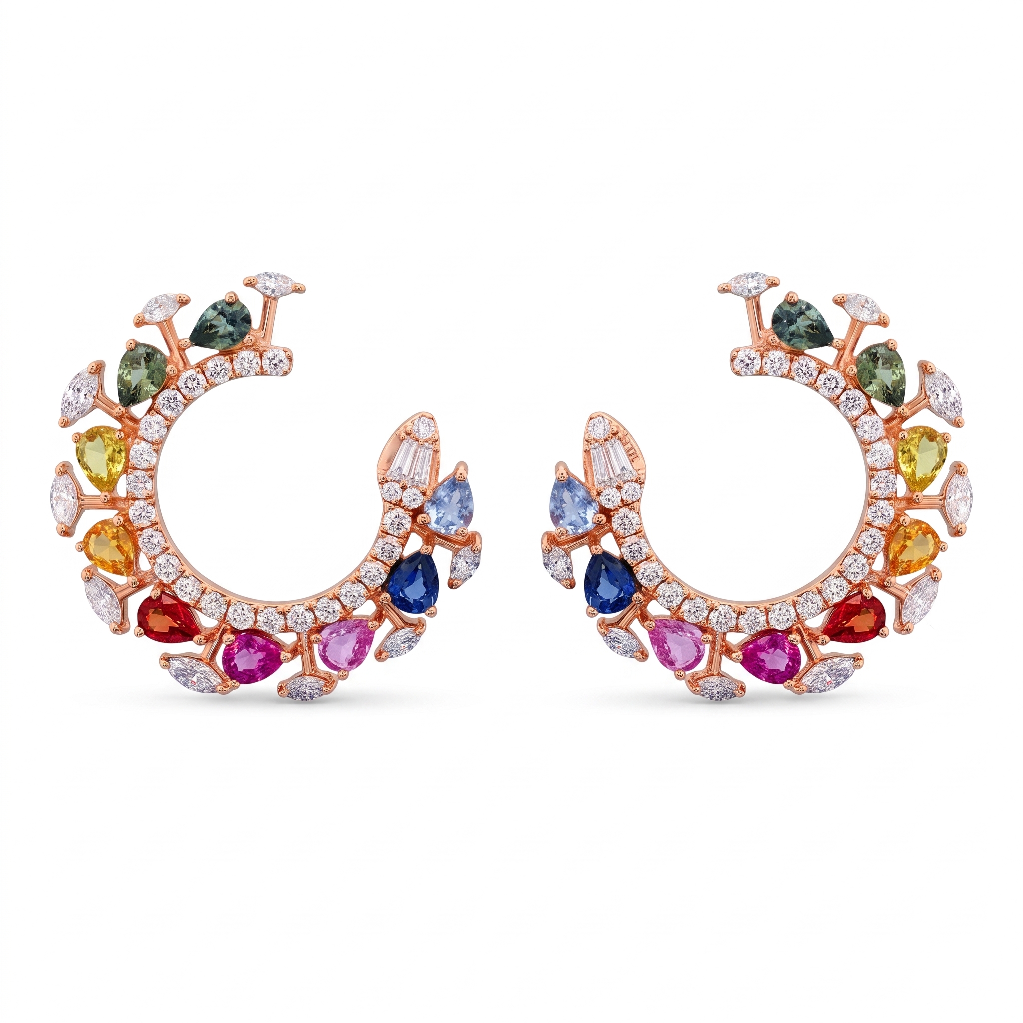 Imagen principal Argollas Multicolor con Zafiros y Diamantes