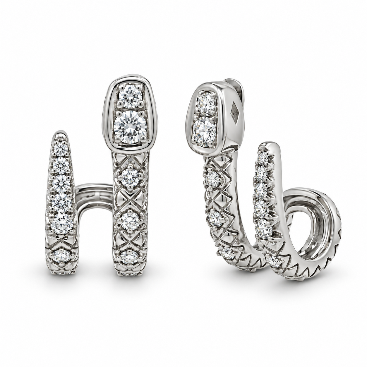 Slide Argollas Doble con Brillantes