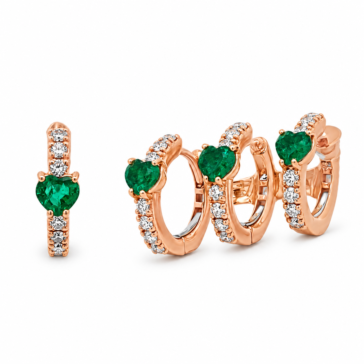 Imagen principal Argollas con Esmeraldas Corazón y Brillantes